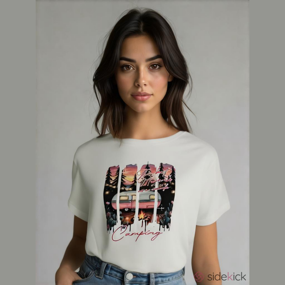 Gildan White T-Shirt”The Best Memories are Made Camping” size Large